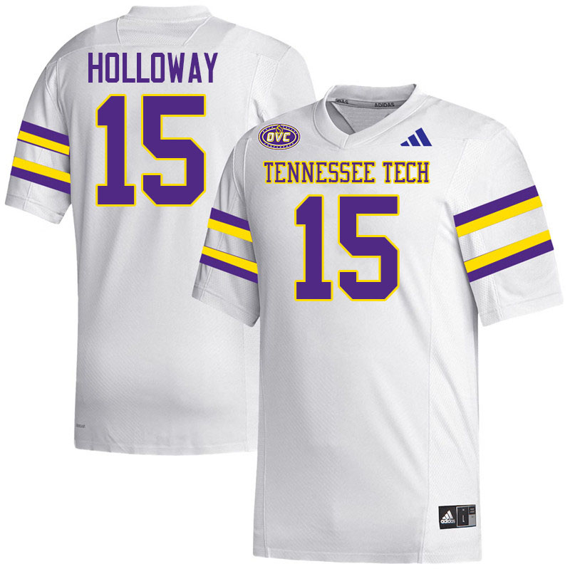 Tennessee Tech Golden Eagles #15 Tre Holloway College Football Jerseys,Uniforms-White